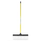 THE GROUNDSKEEPER II Rake 55-inch Lightweight Fiberglass Handle, 21-inch Head, Durable Steel Tines for Gardening, De-Thatching or Professional Landscaping