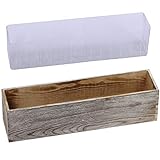 1 Pcs Wood Planter Box Rectangle Whitewashed Wooden Rectangular Planter Decorative Rustic Wooden Box with Inner Plastic Box - 17.3' L x 3.9' W x 3.9' H Floral Natural Centerpieces Rustic Wedding Decor