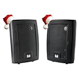 Dual Electronics LU43PB Black 4 inch 3-Way High Performance Outdoor Indoor Speakers with Powerful Bass | Effortless Mounting Swivel Brackets | Weather Resistant | Sold in Pairs | Black