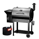 Z GRILLS Wood Pellet Smoker Grill, 8 in 1 BBQ Grill with Auto Temperature Control, 697 sq in Cooking Area for Backyard, Patio and Outdoor Cooking, 7002E, Sliver