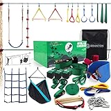 B BRANTON Ninja Obstacle Course for Kids - 2 X 50FT Ninja Kit with Many Accessories for Kids (Inc Hammock Swing)