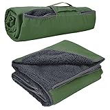 Tirrinia Waterproof Outdoor Blanket with Sherpa Lining, Windproof Triple Layers Warm Comfy Foldable for Camping Stadium, Sports, Picnic, Grass, Concerts, Pet, 51''X 59'' Grey - Machine Washable