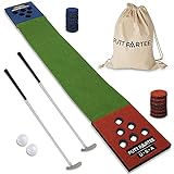 Putt Partee Golf Pong Putting Game, Portable Indoor-Outdoor Golf Game Set with Realistic Putting Green, 2 Real Golf Balls, 2 Golf Putters & Travel Bag, Fun Tailgate Games and Yard Games