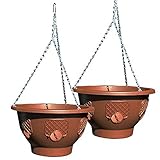 Ultimate Hanging Baskets - Strawberry, Tomato, Flower, and Herb Outdoor Planters - Use Garden Pots For Growing Plants Outside On A Deck, Fence, or Balcony (2, Mocha)