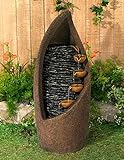 Modern Rustic Cascade Outdoor Floor Water Fountain 34 1/2' High with LED Light Cascading Decor for Garden Patio Backyard Deck Home Lawn Porch House Relaxation Exterior Balcony - John Timberland