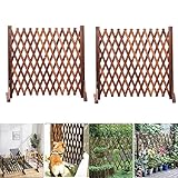 Nisorpa 2 Pack Retractable Wooden Fence Extendable Instant Fence Expandable Garden Fence Wooden Pet Gate Freestanding Wood Fence Partition for Home Yard Garden Indoor Outdoor